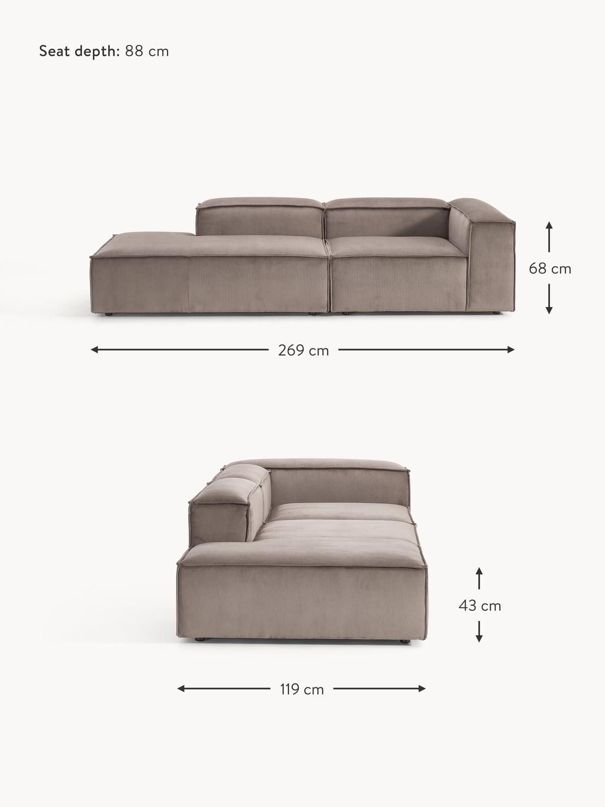 Edenhall Corduroy Modular Ottoman