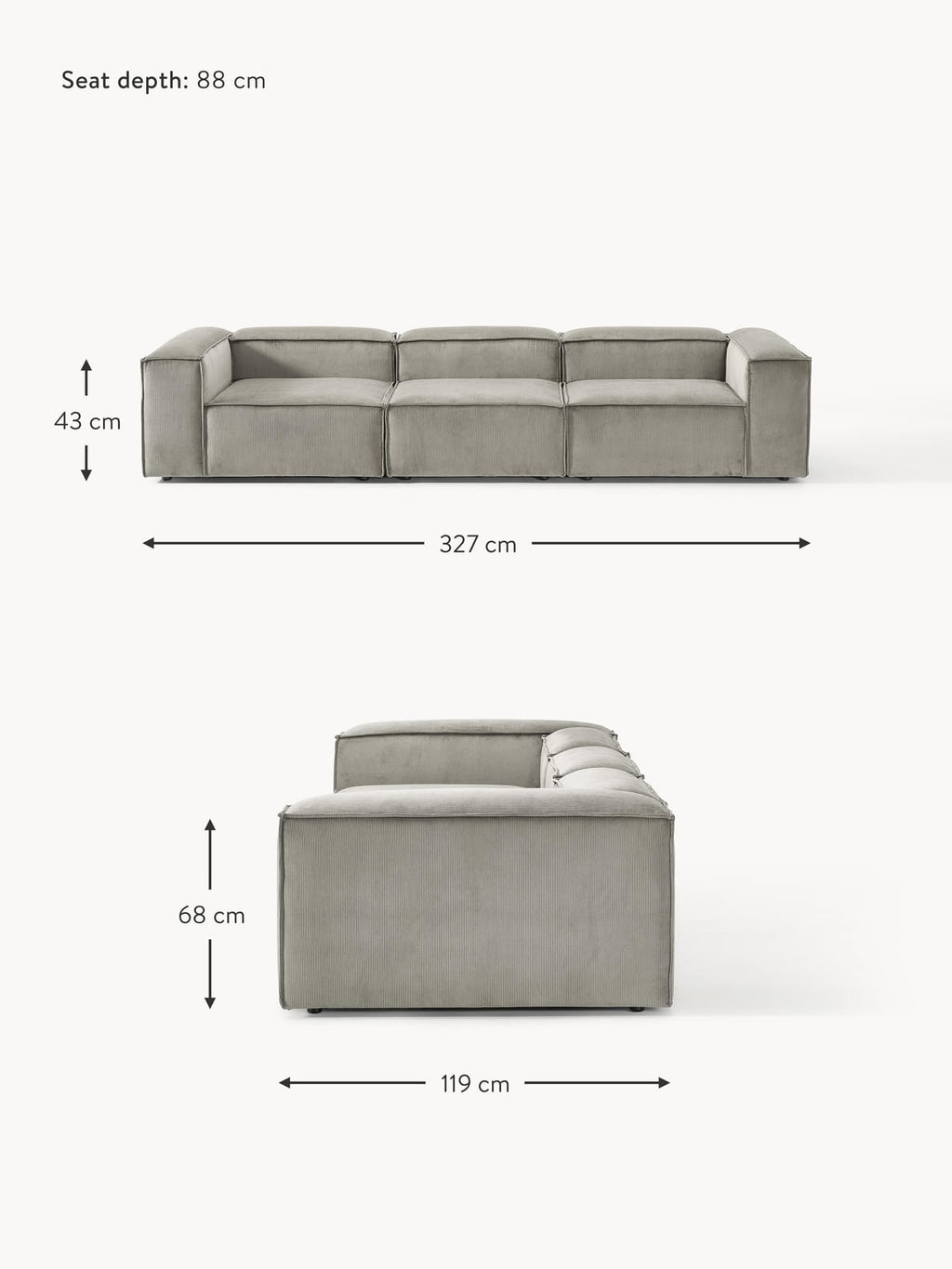 Edenhall Corduroy Modular Sofa (4-seater)