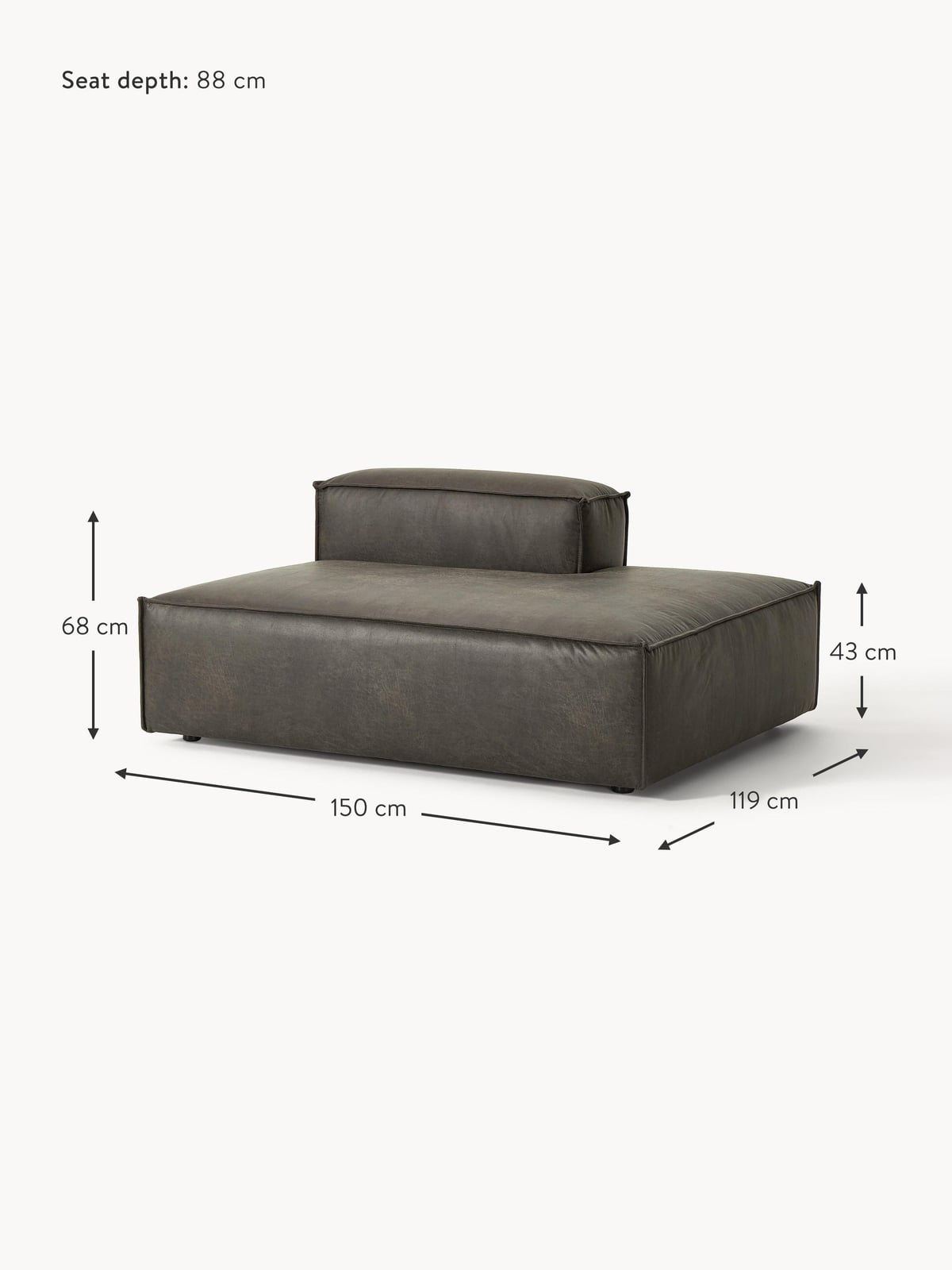Edenhall Leather Chaise Module