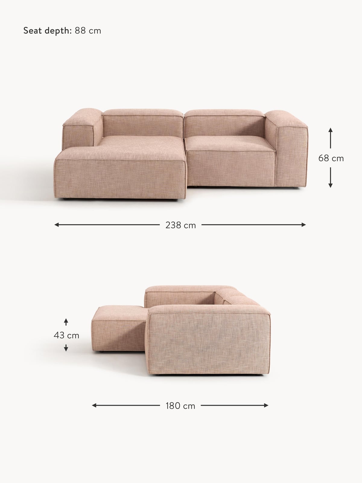 Edenhall Linen Blend Modular Corner Sofa (3-seater)