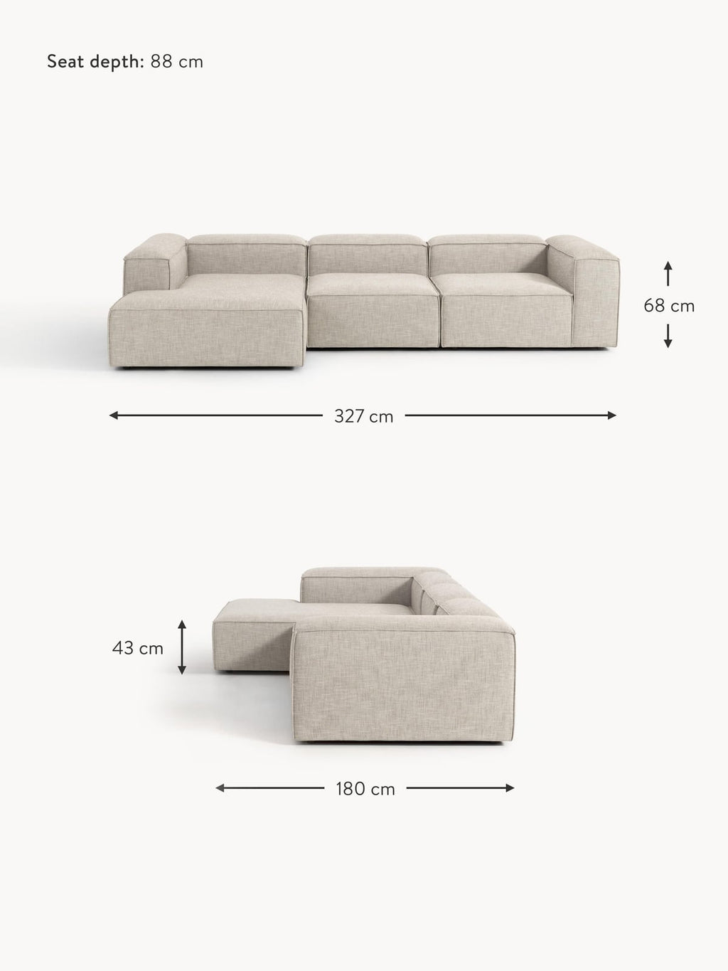 Edenhall Linen Blend Modular Corner Sofa (4-seater)