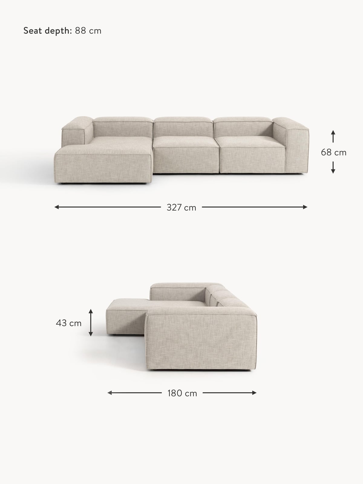 Edenhall Linen Blend Modular Corner Sofa (4-seater)