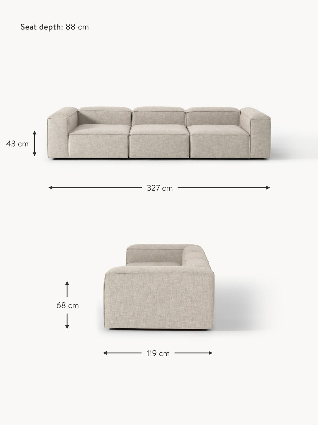 Edenhall Linen Blend Modular Sofa (4-seater)
