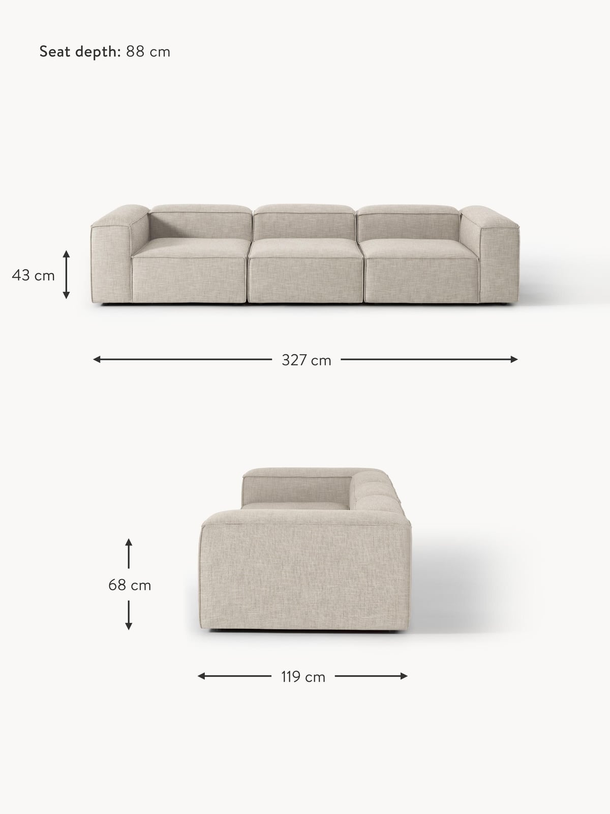 Edenhall Linen Blend Modular Sofa (4-seater)