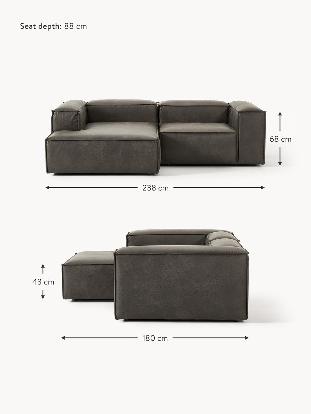 Edenhall Modular Leather Corner Sofa (2-seater)