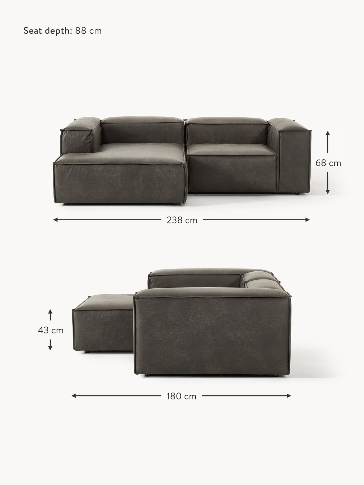 Edenhall Modular Leather Corner Sofa (2-seater)