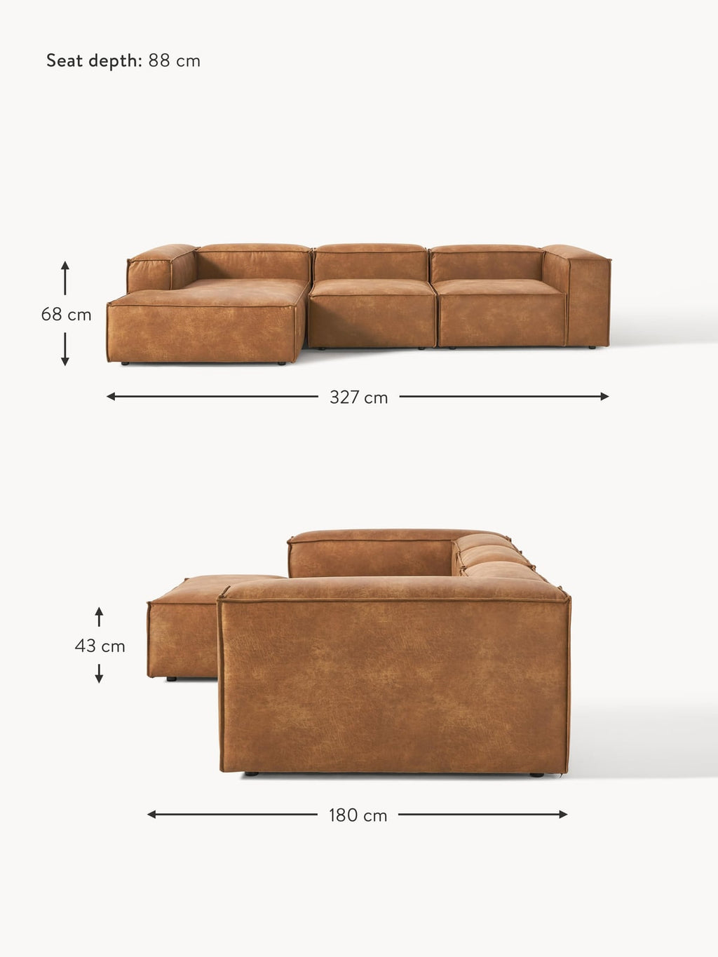 Edenhall Modular Leather Corner Sofa (4-seater)