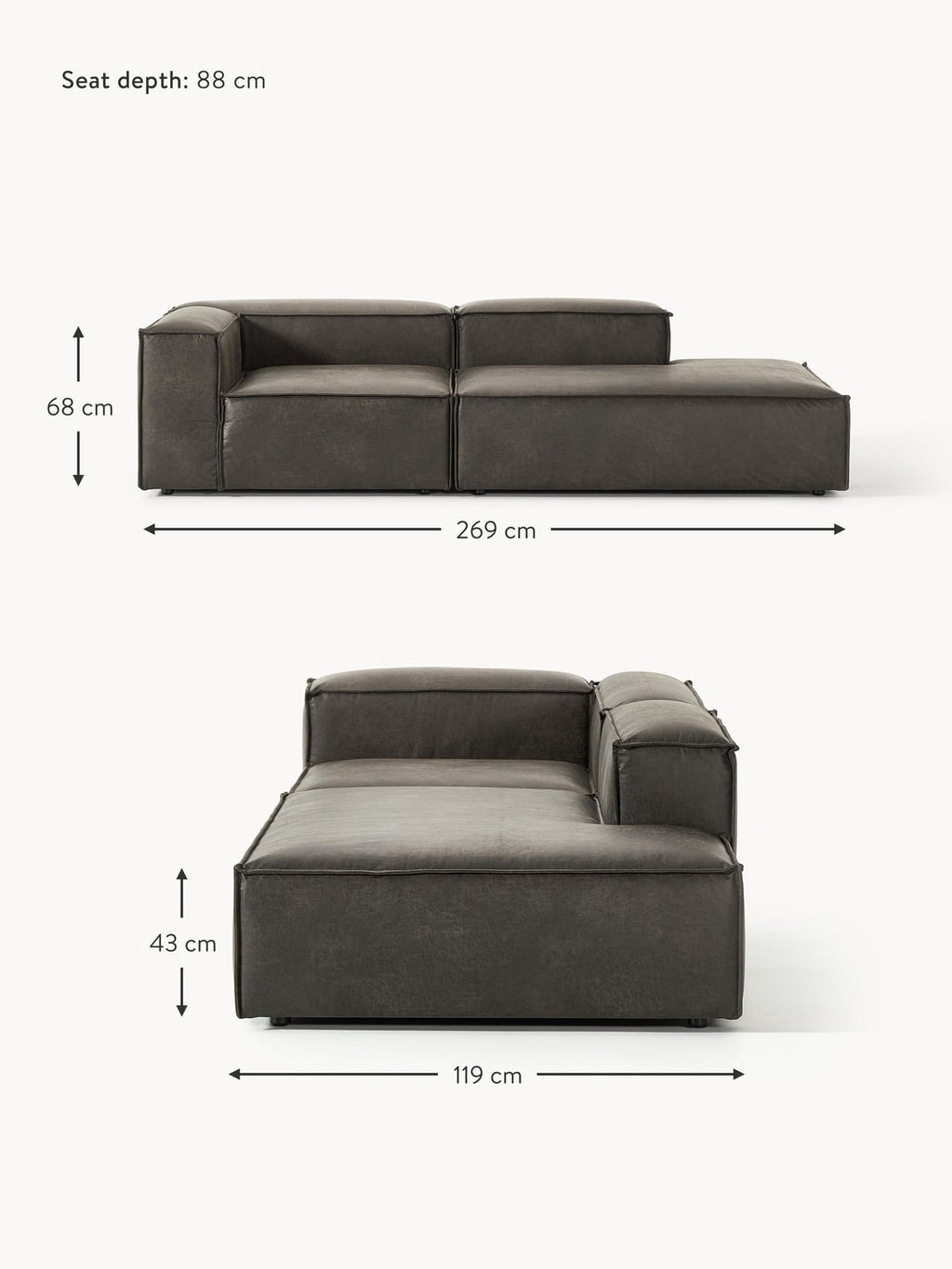 Edenhall Modular Leather Ottoman