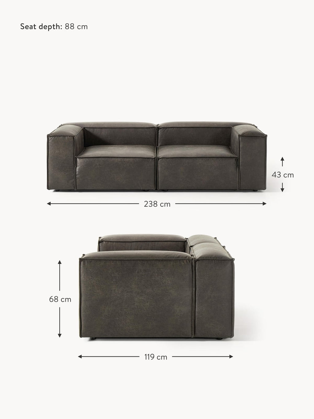 Edenhall Modular Leather Sofa (3-seater)