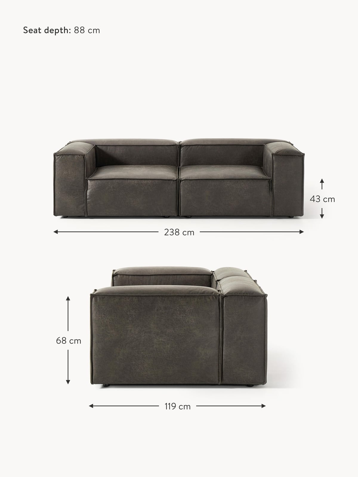 Edenhall Modular Leather Sofa (3-seater)