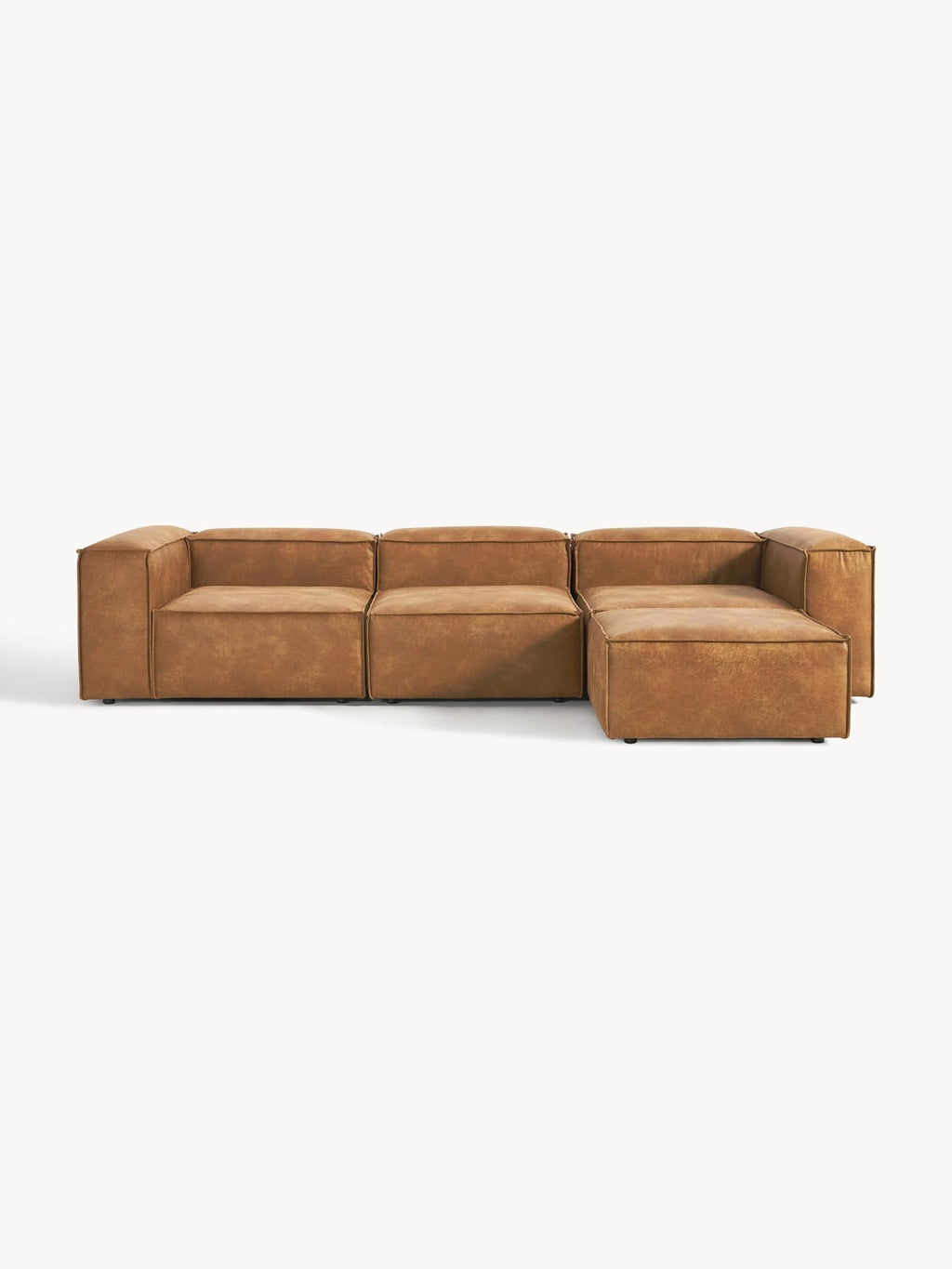 Edenhall Modular Recycled Leather Sofa (4-seater) with Ottoman (left/right)
