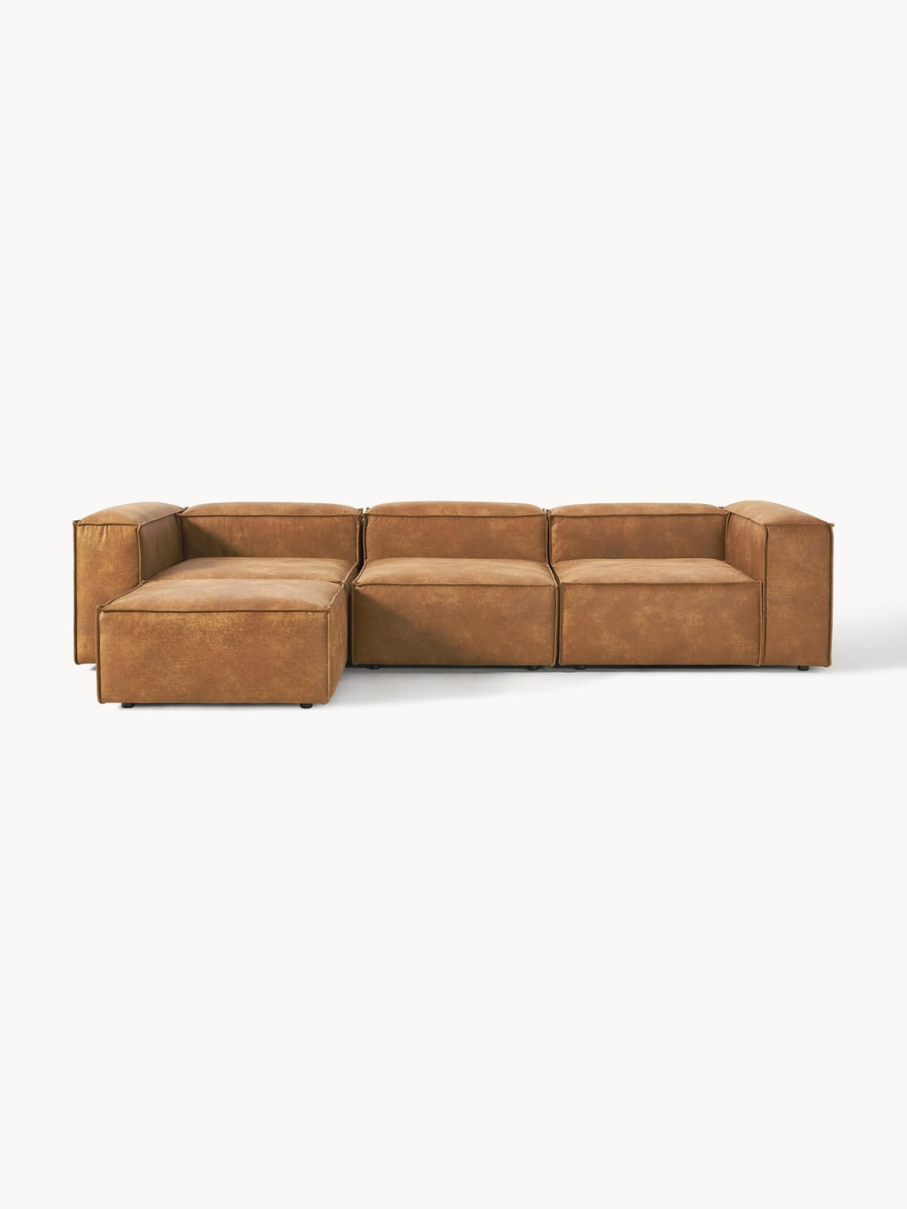 Edenhall Modular Recycled Leather Sofa (4-seater) with Ottoman (left/right)