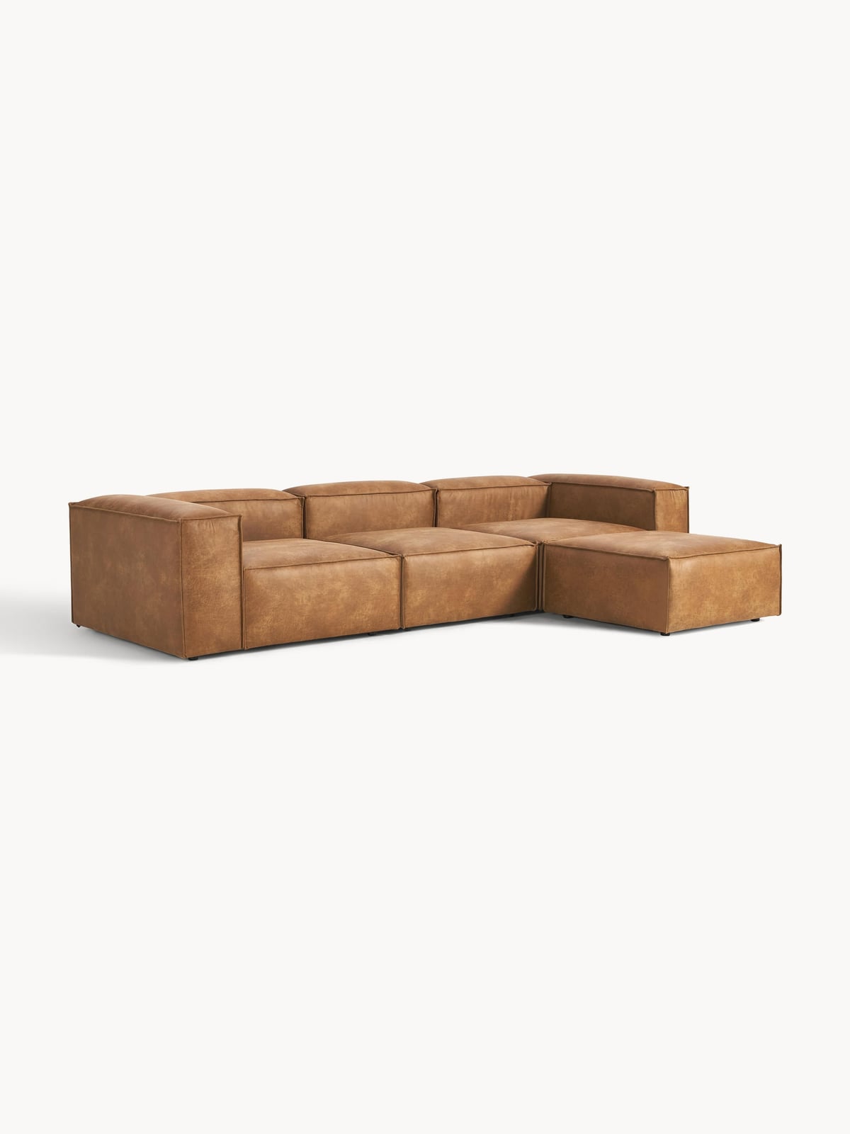 Edenhall Modular Recycled Leather Sofa (4-seater) with Ottoman (left/right)
