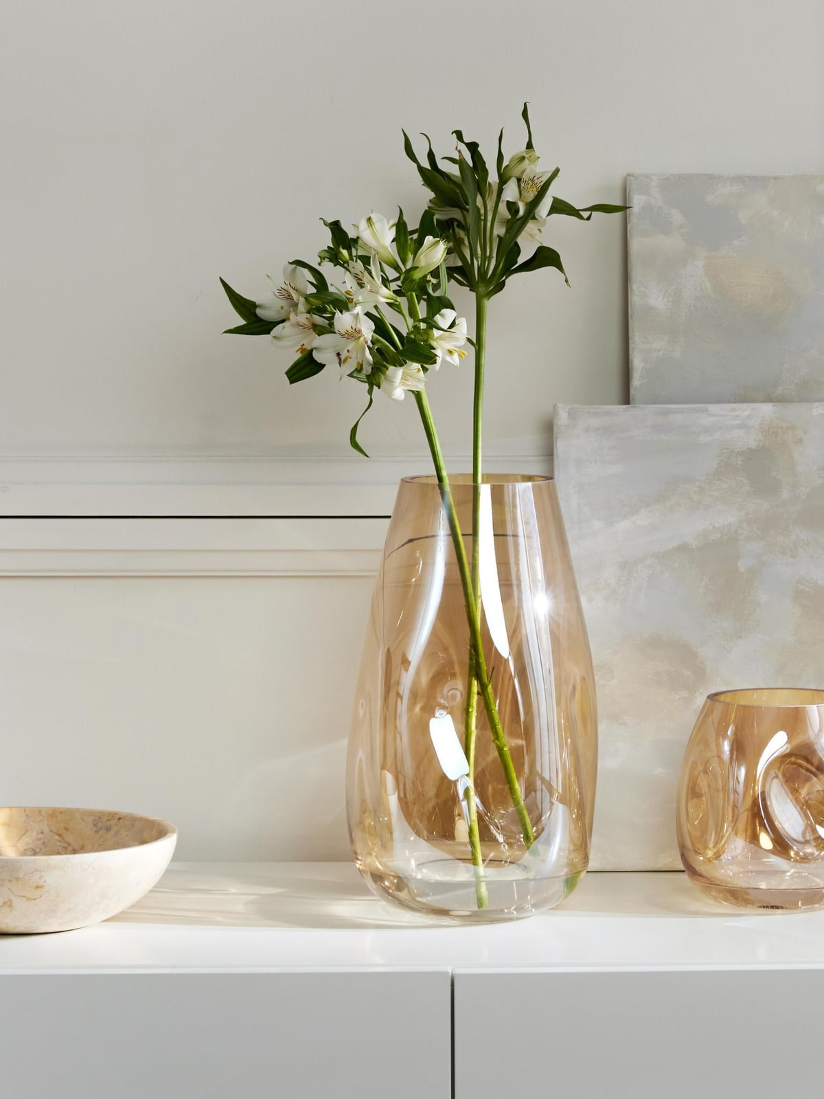 Edenhall Mouth-Blown Glass Vase, H 35 cm