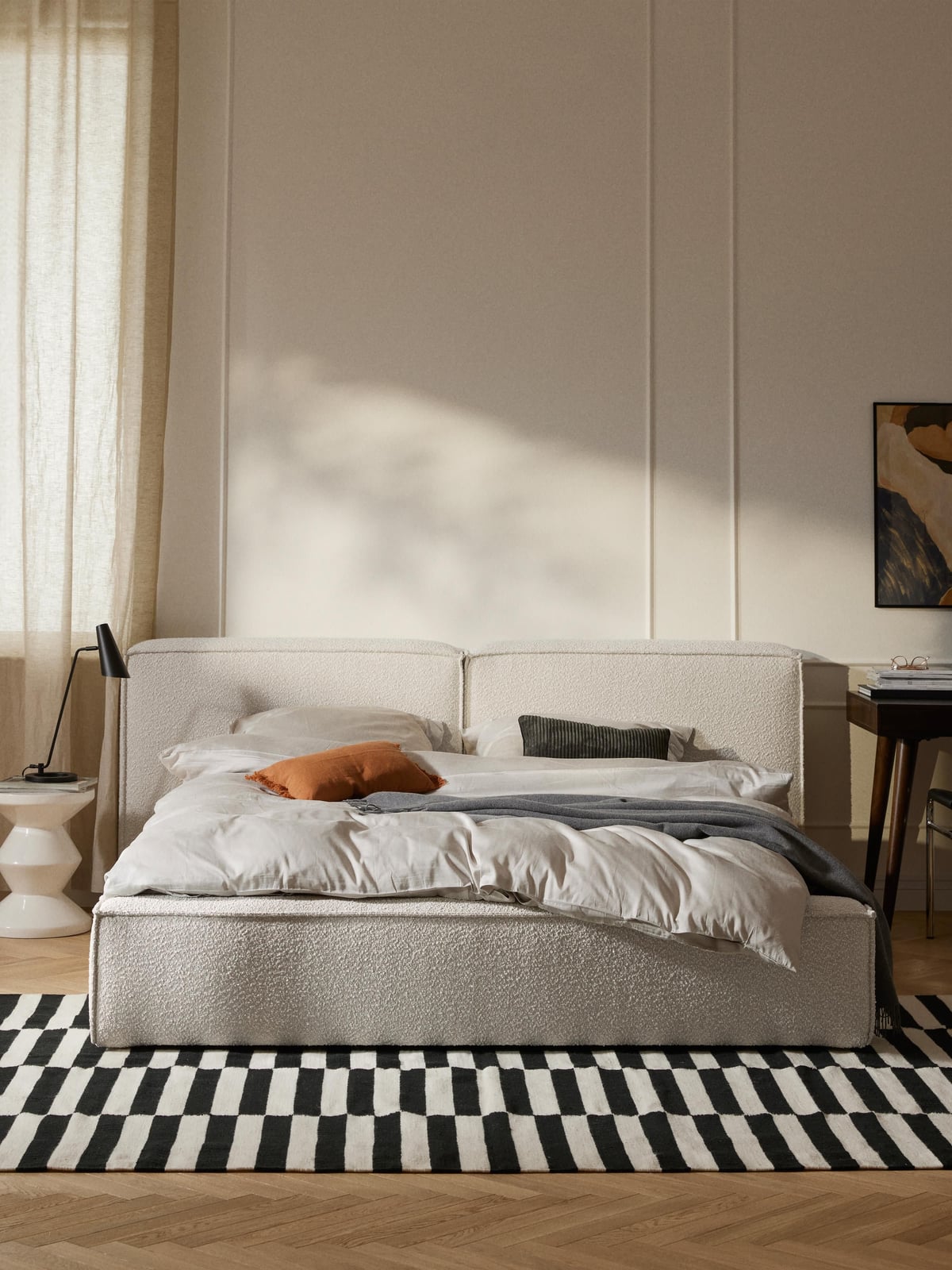 Edenhall Upholstered Bouclé Bed with Storage Space