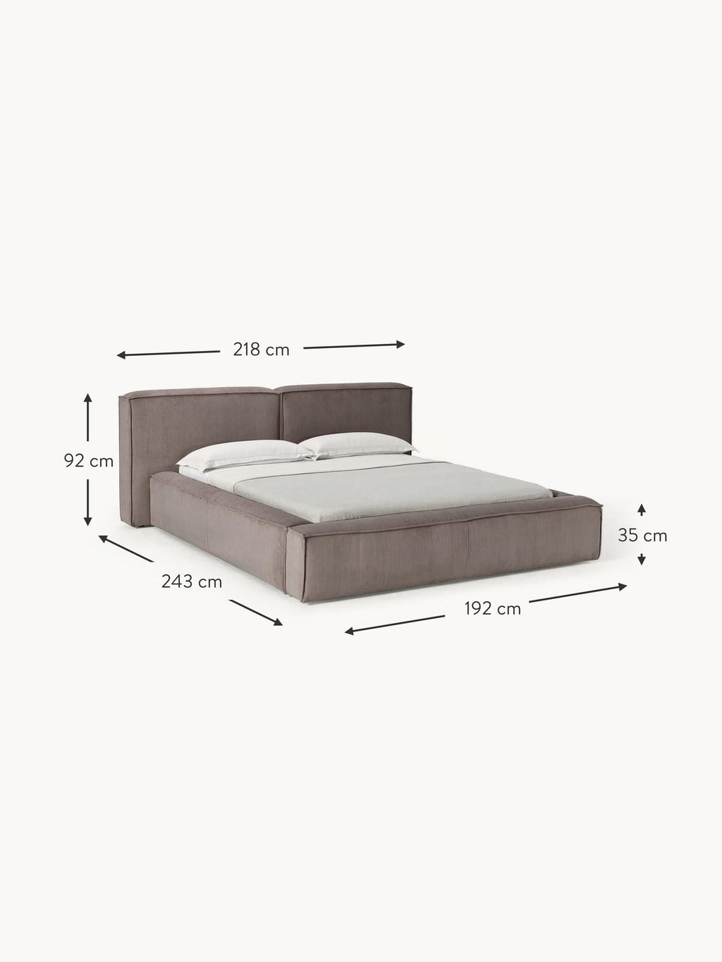 Edenhall Upholstered Corduroy Bed with Storage Space