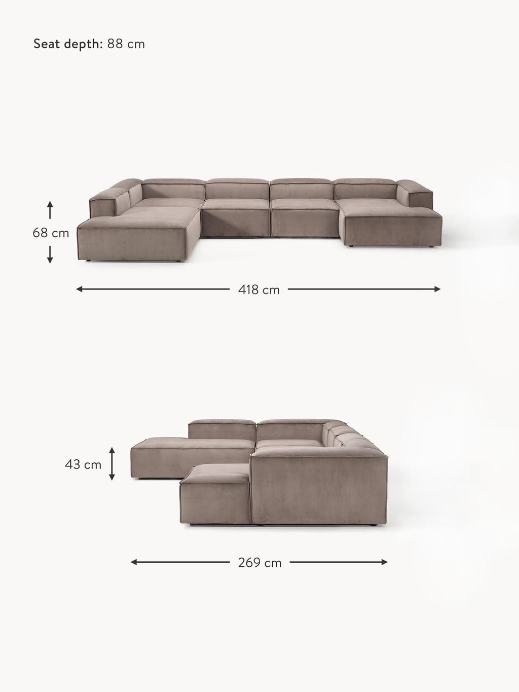 Edenhall XL Corduroy Modular Sofa