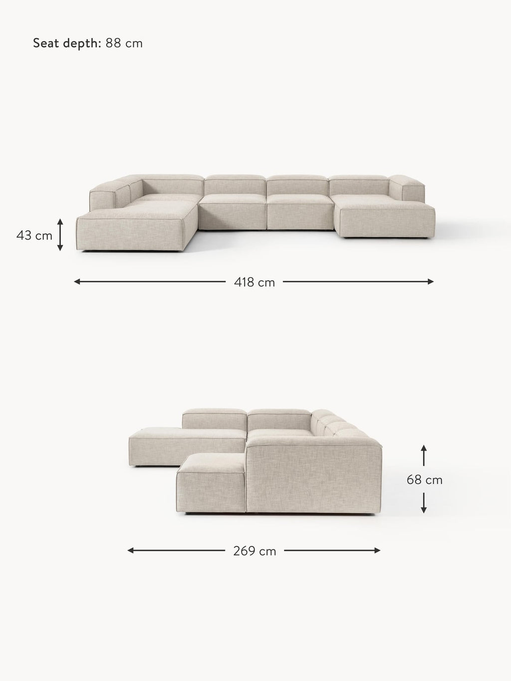 Edenhall XL Linen Blend Modular Sofa