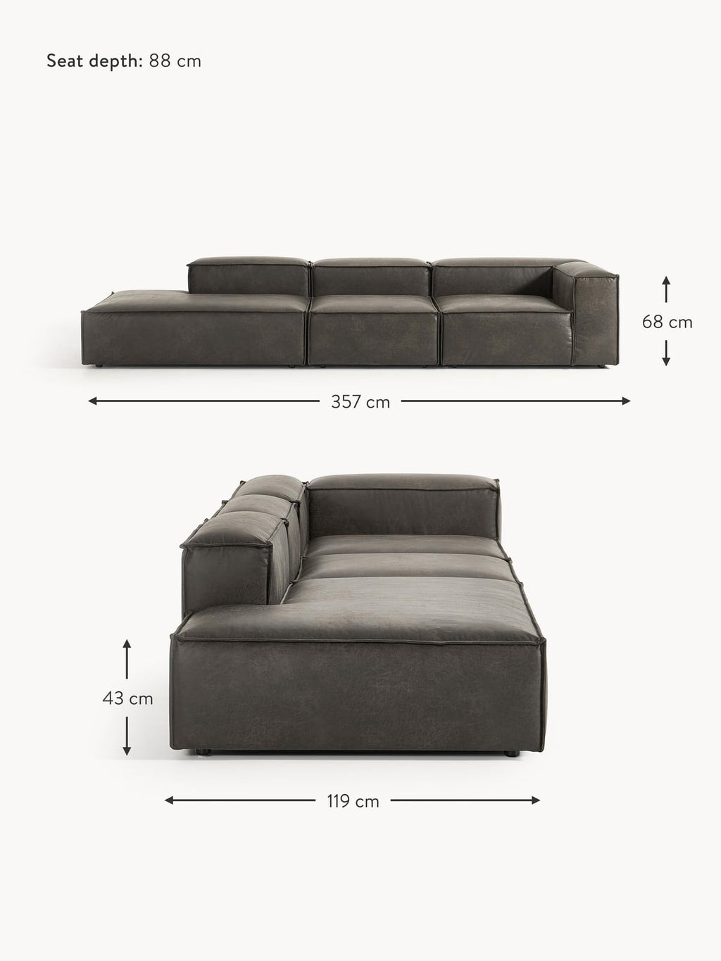 Edenhall XL Modular Leather Ottoman