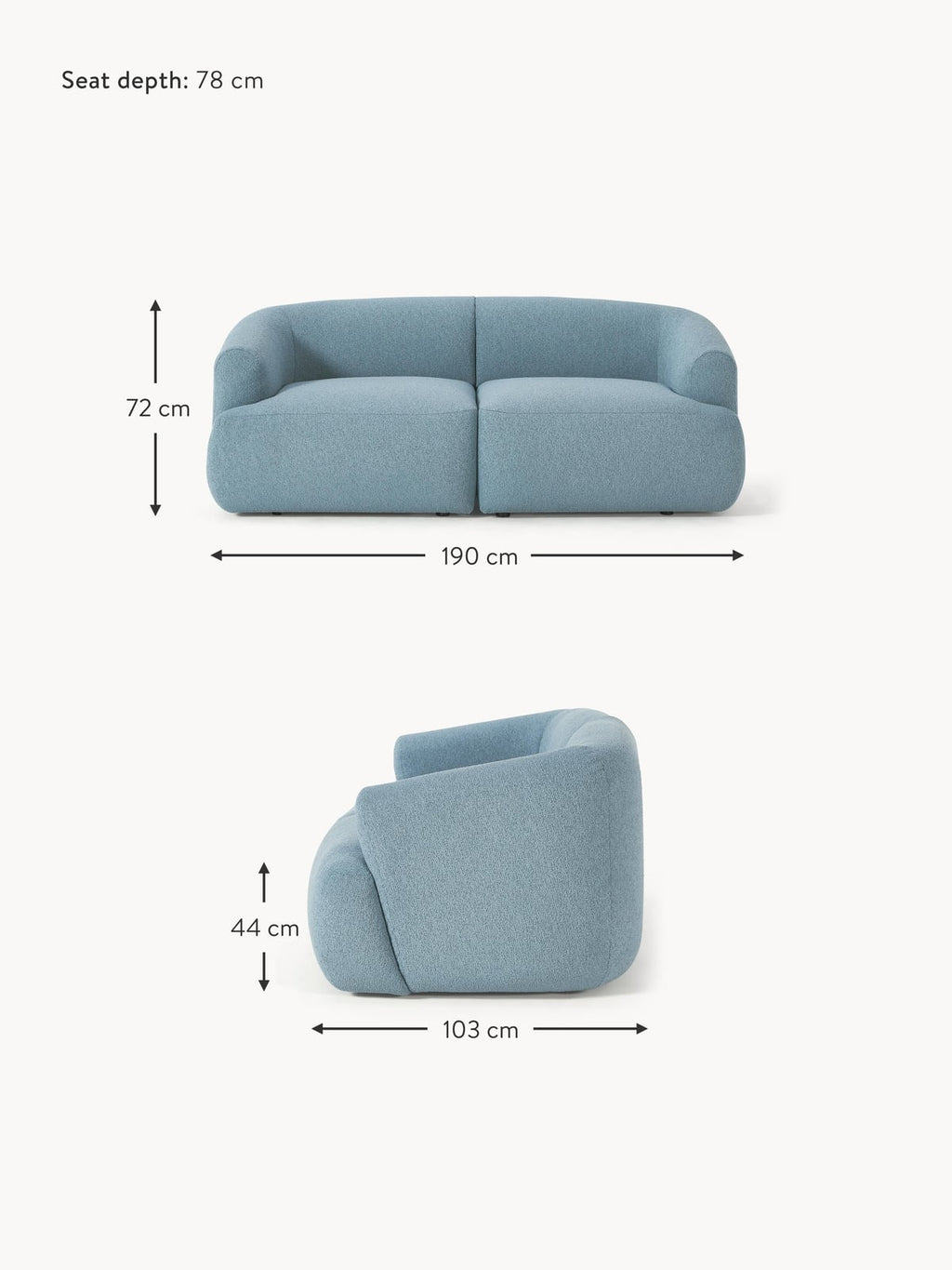 Ellerton Bouclé Modular Sofa (2-seater)