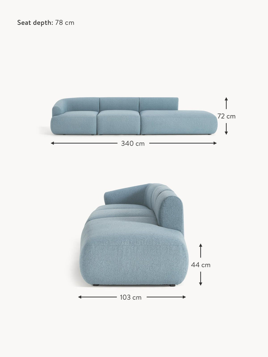 Ellerton Modular Bouclé Chaise (4-seater)