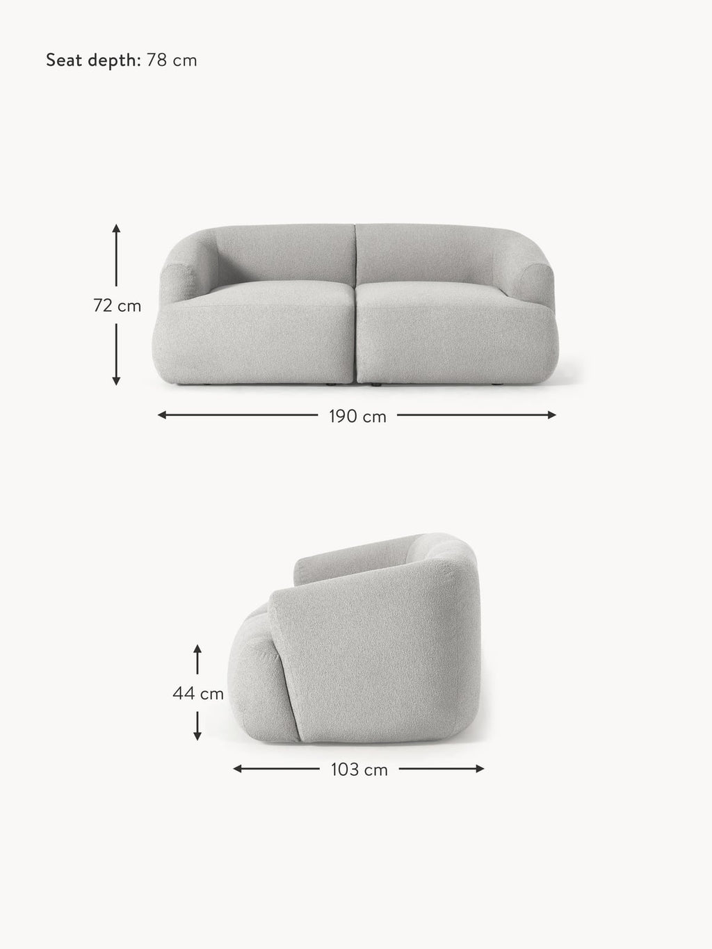 Ellerton Modular Bouclé Sofa (2-seater)