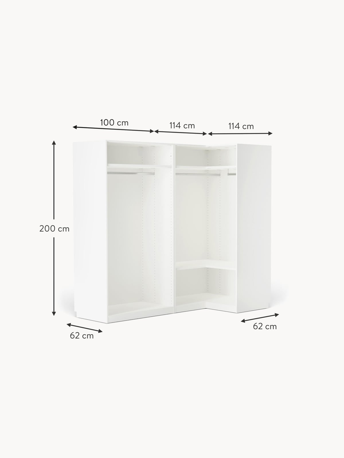 Fairlie Modular Corner Wardrobe, 215 cm Wide, in various sizes