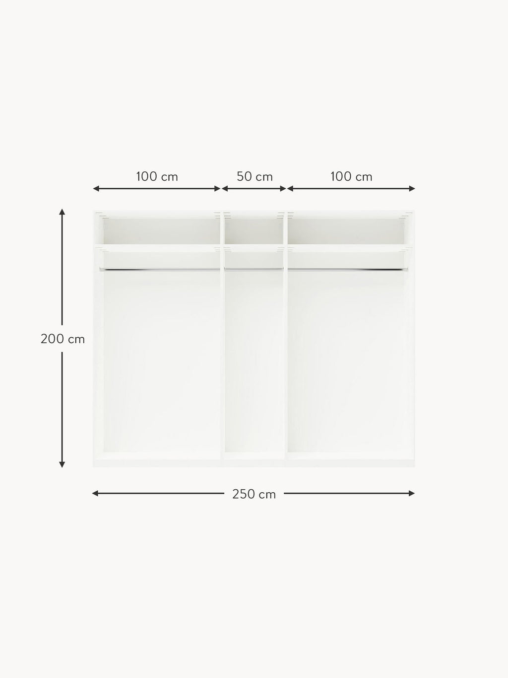Fairlie Modular Hinge Door Wardrobe, 250 cm Wide, in various sizes