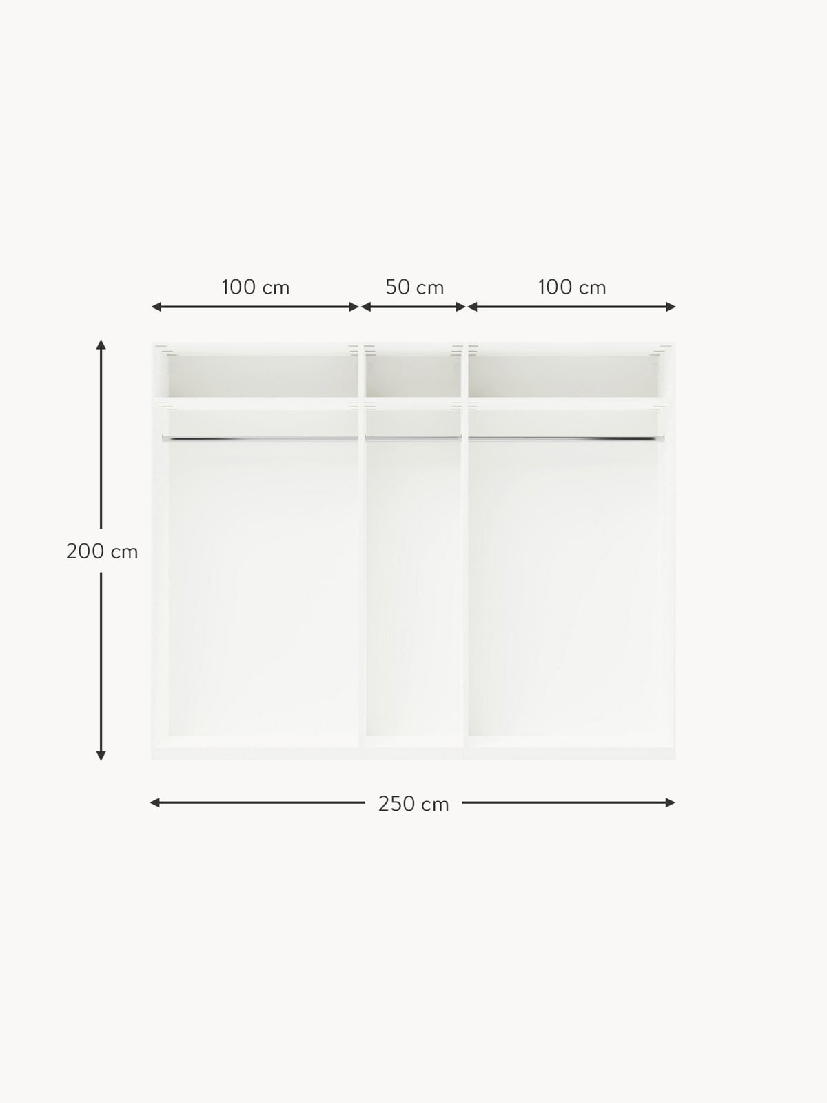 Fairlie Modular Hinge Door Wardrobe, 250 cm Wide, in various sizes