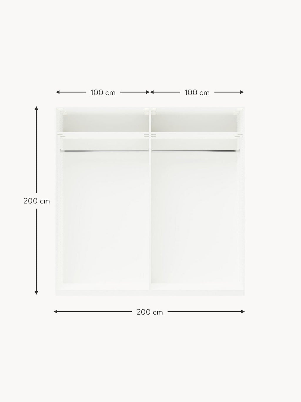 Fairlie Modular Hinged Door Wardrobe, 200 cm Wide, in various sizes