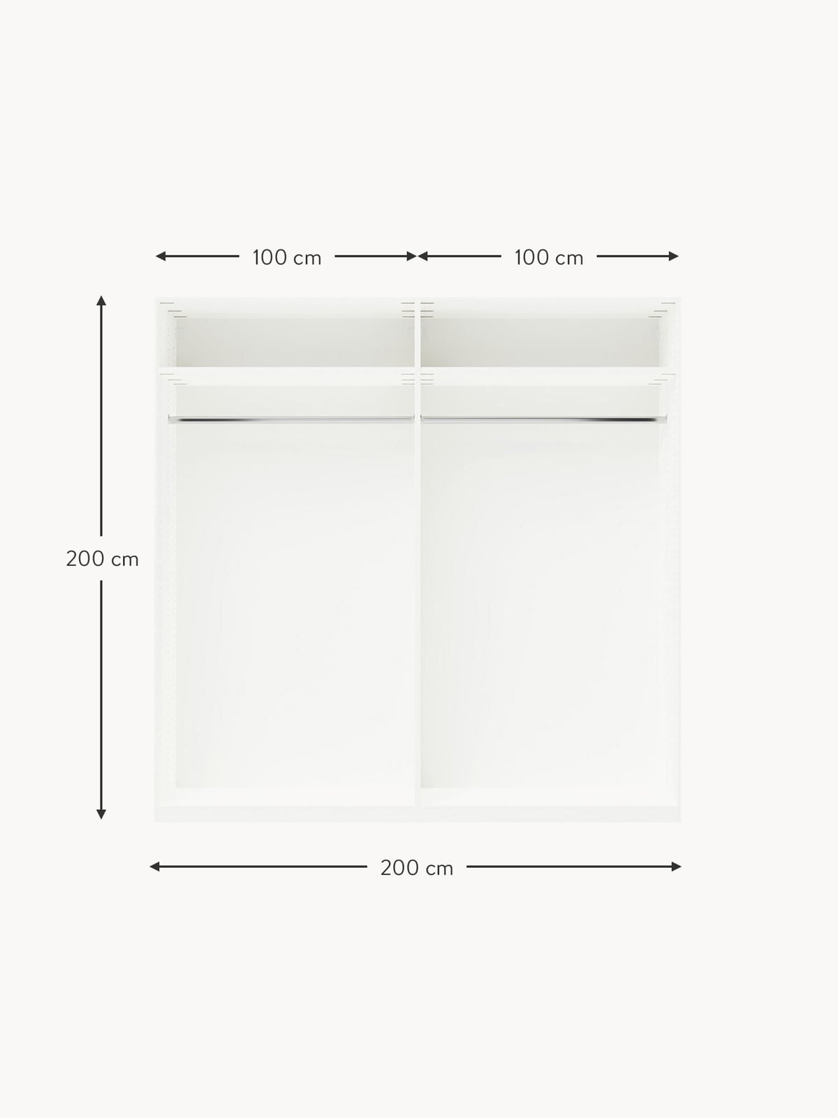 Fairlie Modular Hinged Door Wardrobe, 200 cm Wide, in various sizes