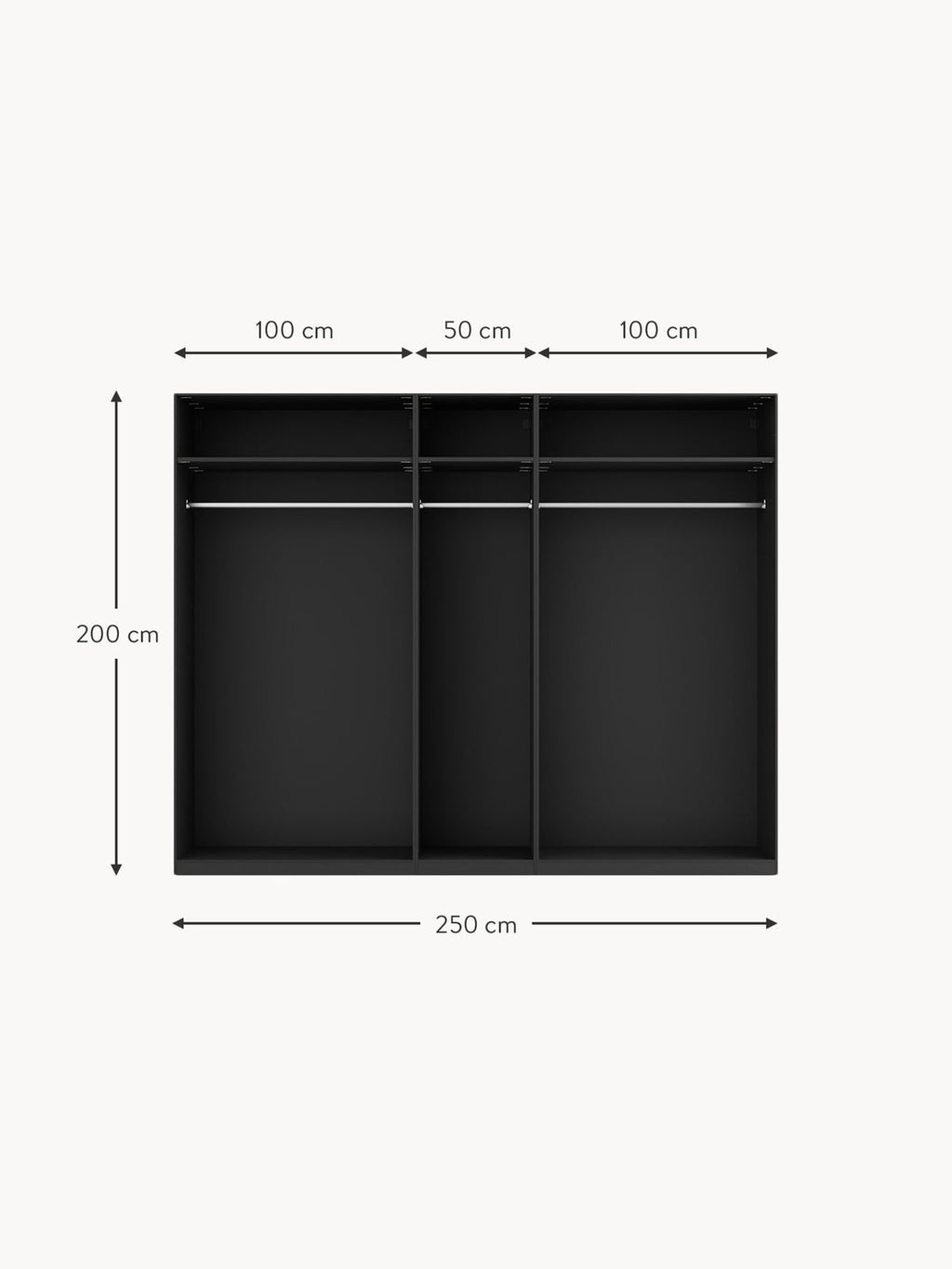 Fairlie Modular Hinged Door Wardrobe, 250 cm Wide, in various sizes