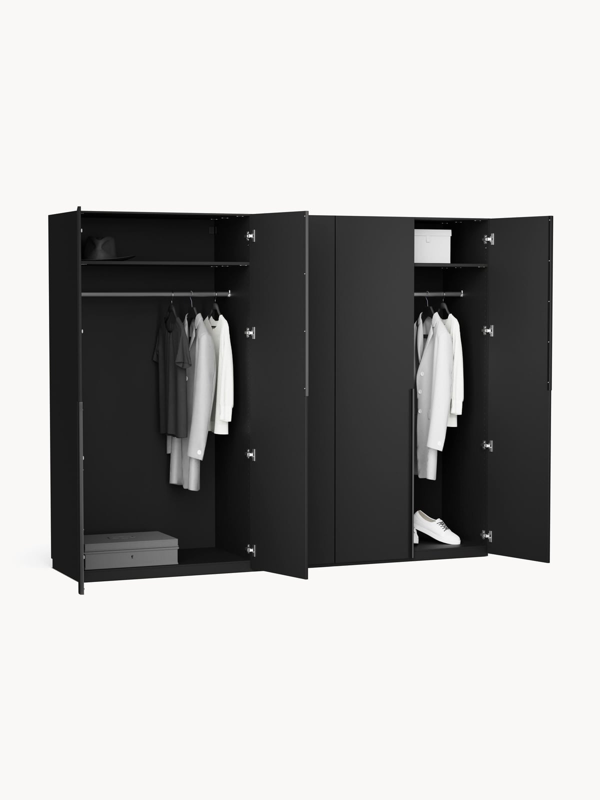 Fairlie Modular Hinged Door Wardrobe, 250 cm Wide, in various sizes