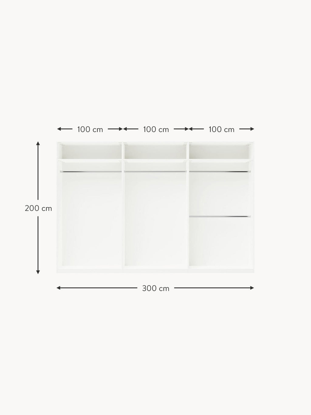 Fairlie Modular Hinged Door Wardrobe, 300 cm Wide, in various sizes