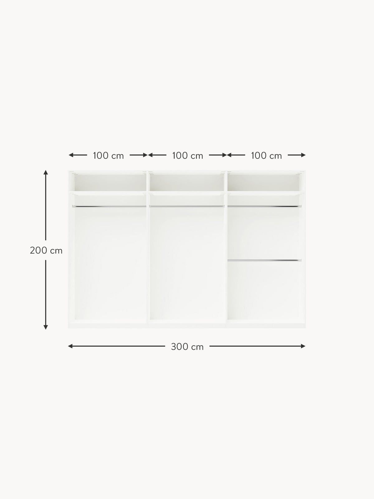 Fairlie Modular Hinged Door Wardrobe, 300 cm Wide, in various sizes