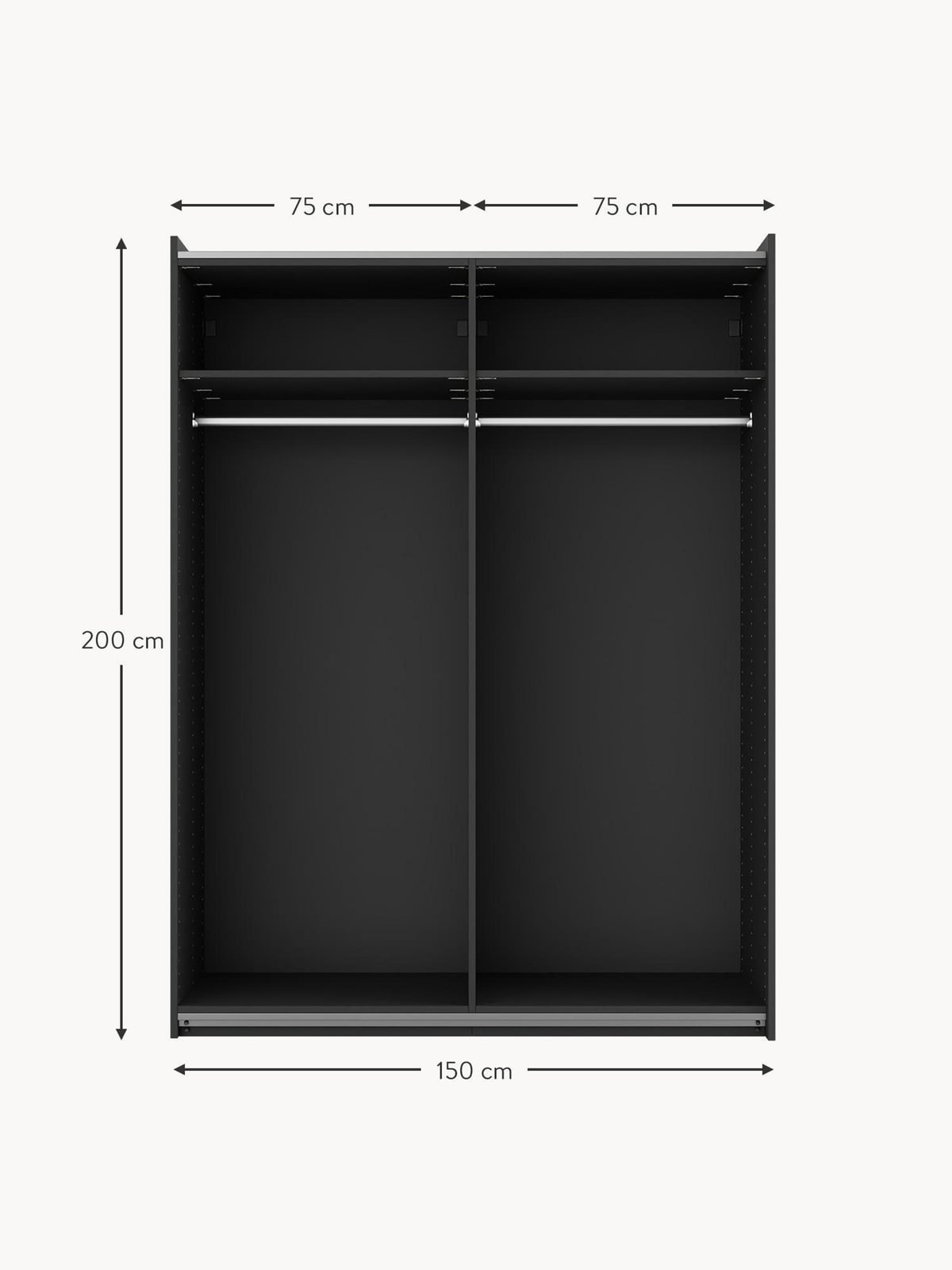 Fairlie Modular Sliding Door Wardrobe, 150 cm Wide, in various sizes