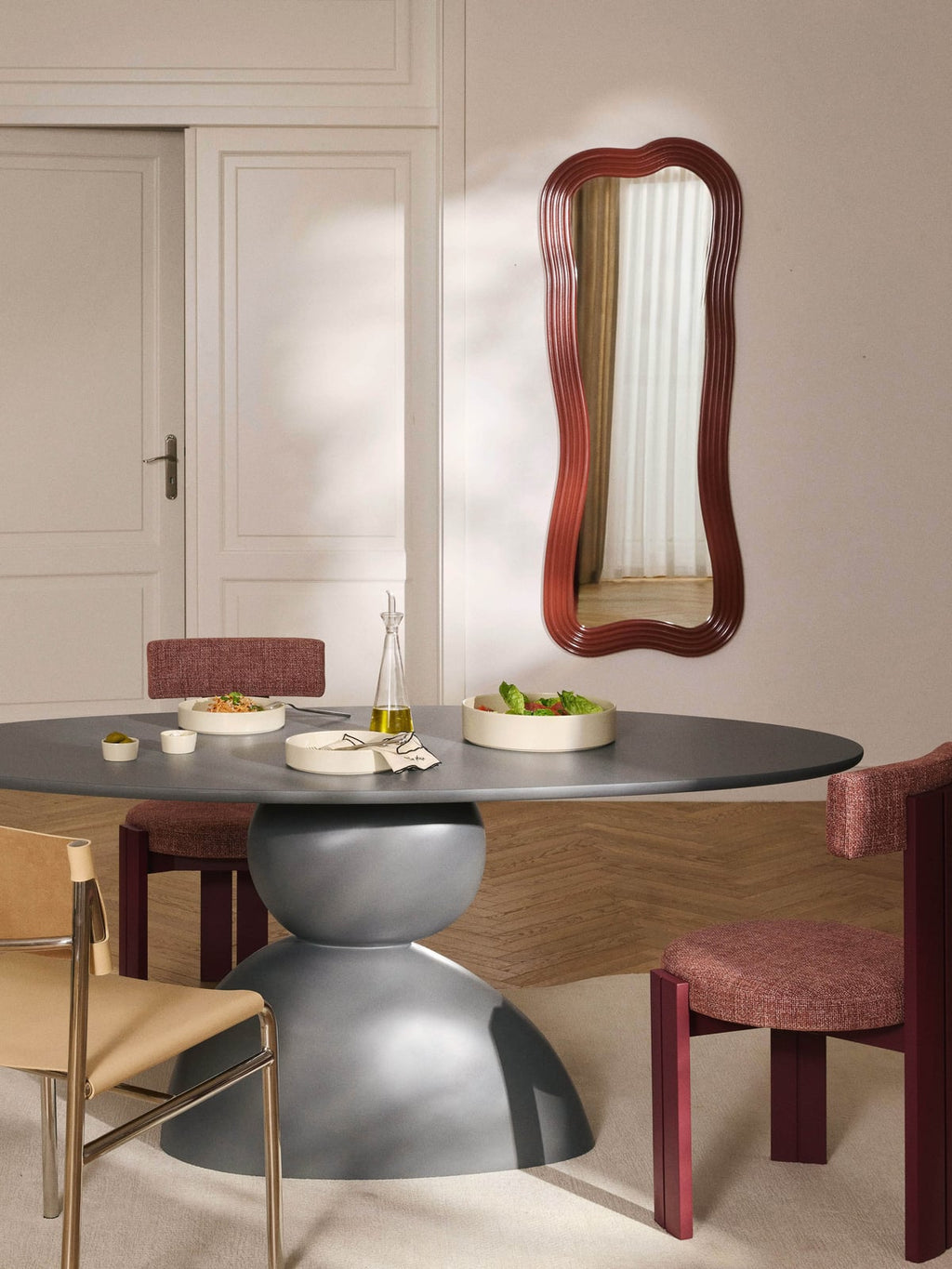 Farndale Full-Length Wall Mirror with Wavy Frame