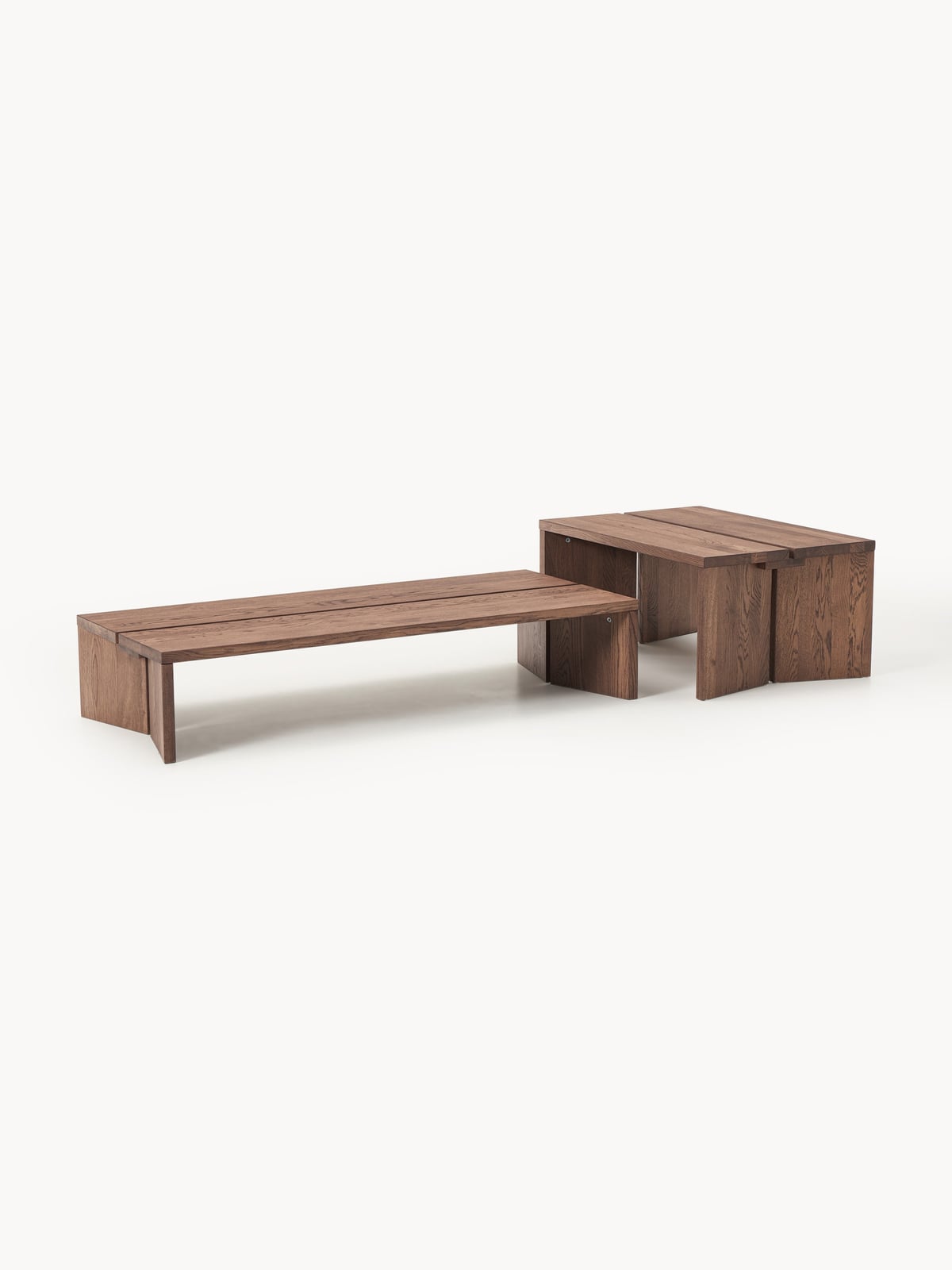 Fenton Oak Wood Coffee Tables, Set of 2