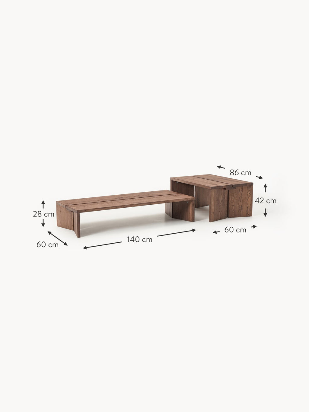 Fenton Oak Wood Coffee Tables, Set of 2