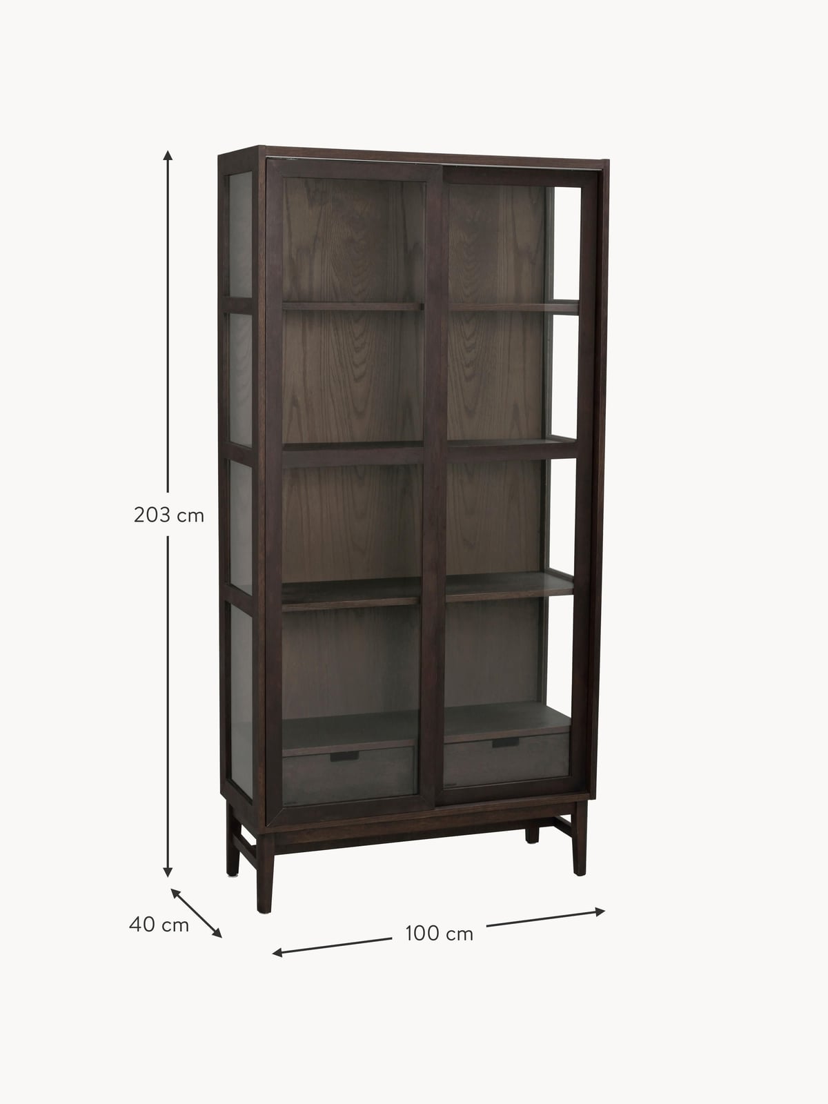 Fordham Wooden Display Cabinet with Sliding Doors