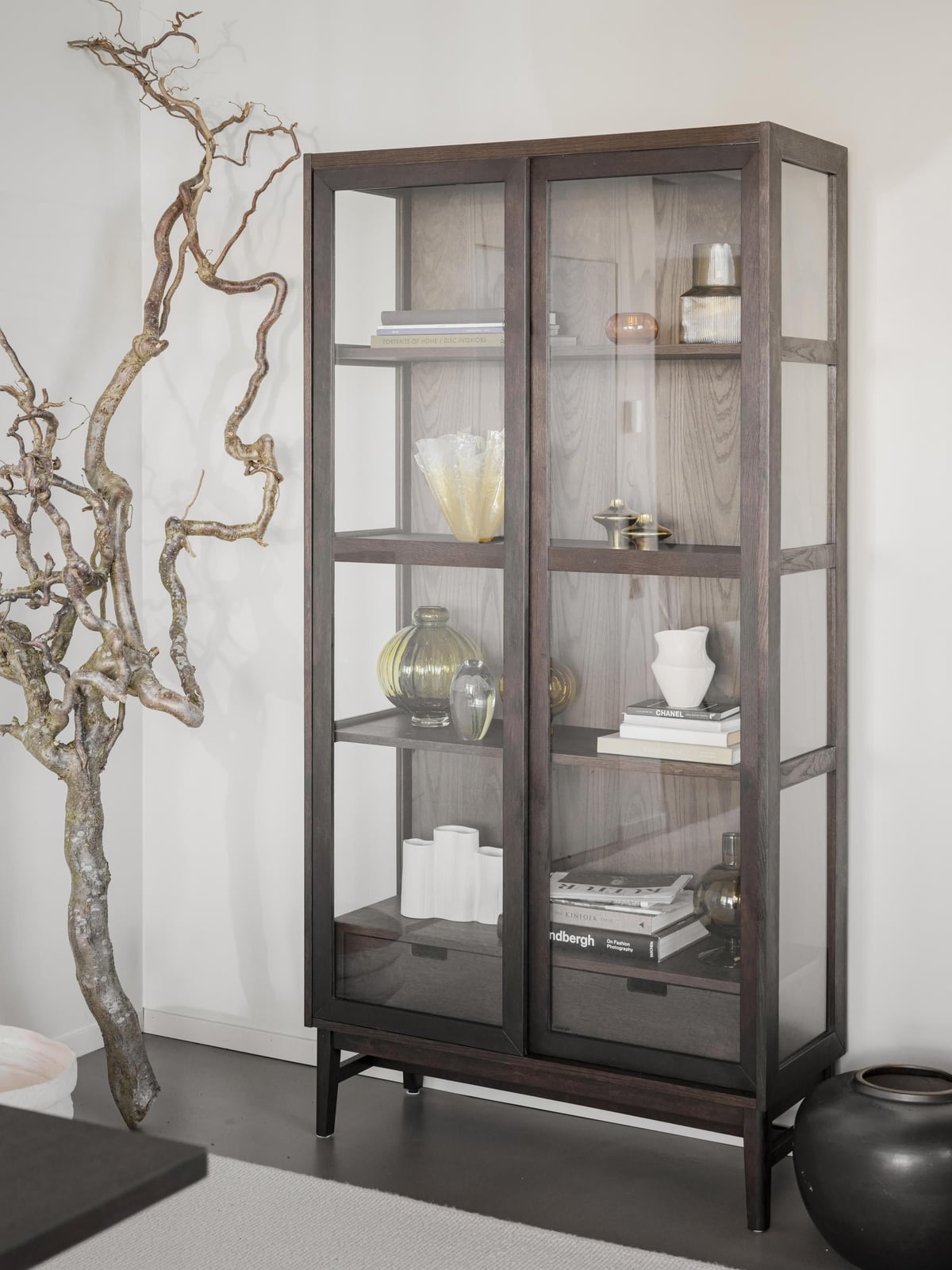 Fordham Wooden Display Cabinet with Sliding Doors