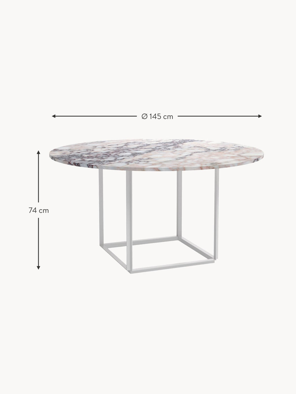 Garsdale Dining Table with Marble Table Top, Ø 145 cm
