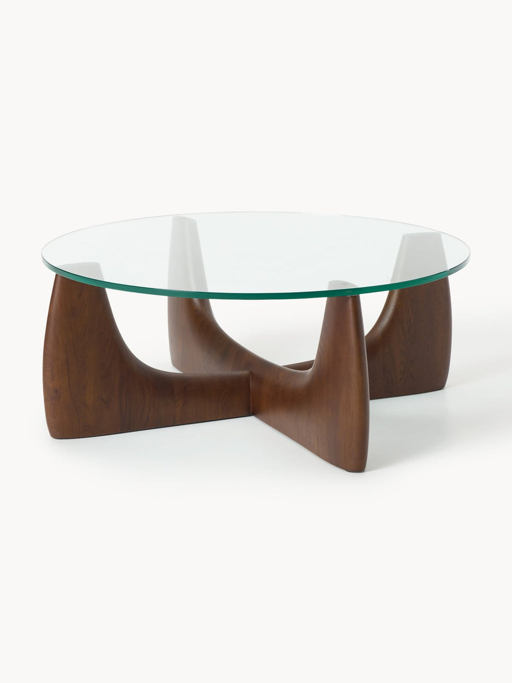 Gisburn Round Wooden Coffee Table with Glass Top