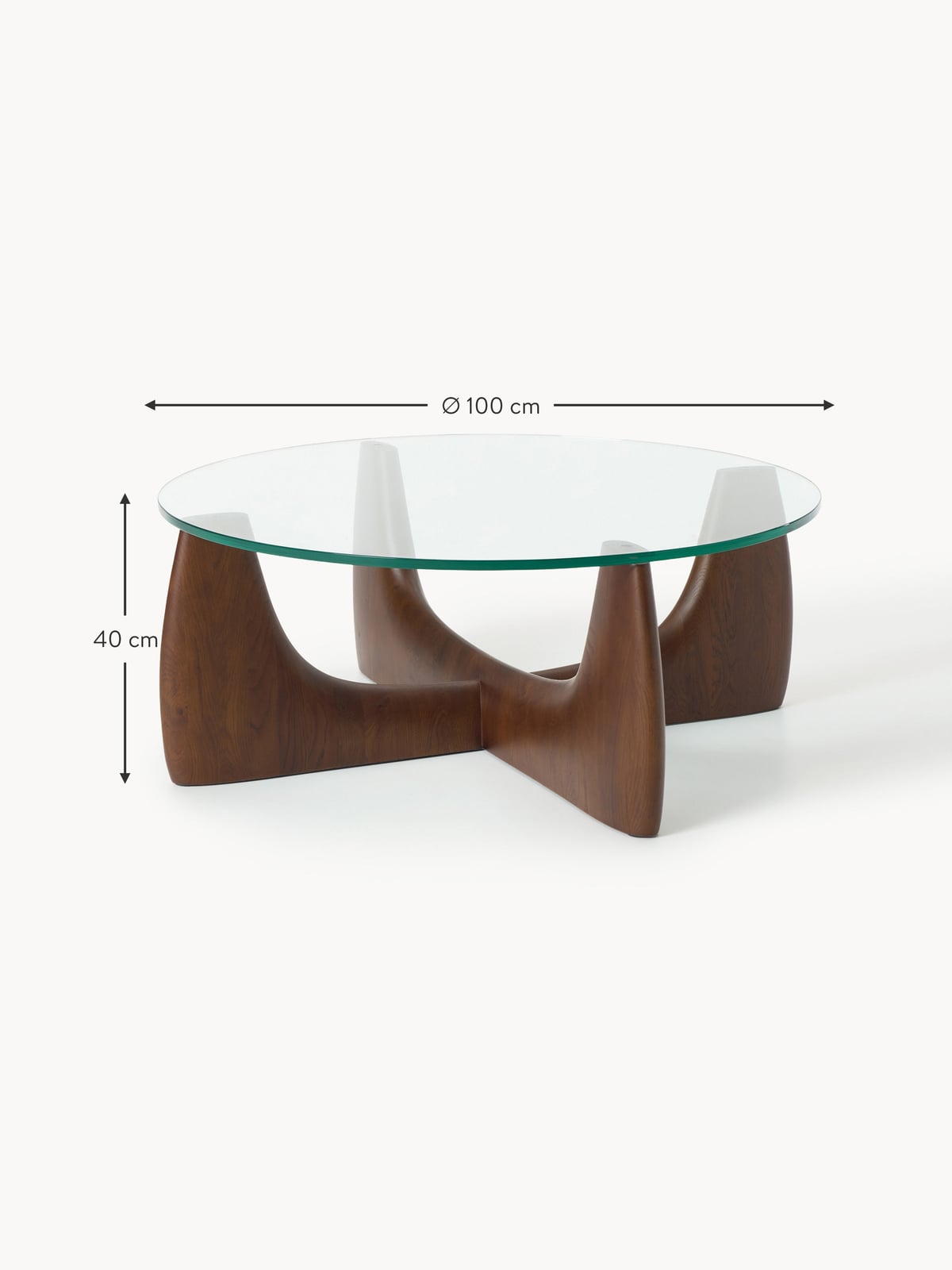 Gisburn Round Wooden Coffee Table with Glass Top