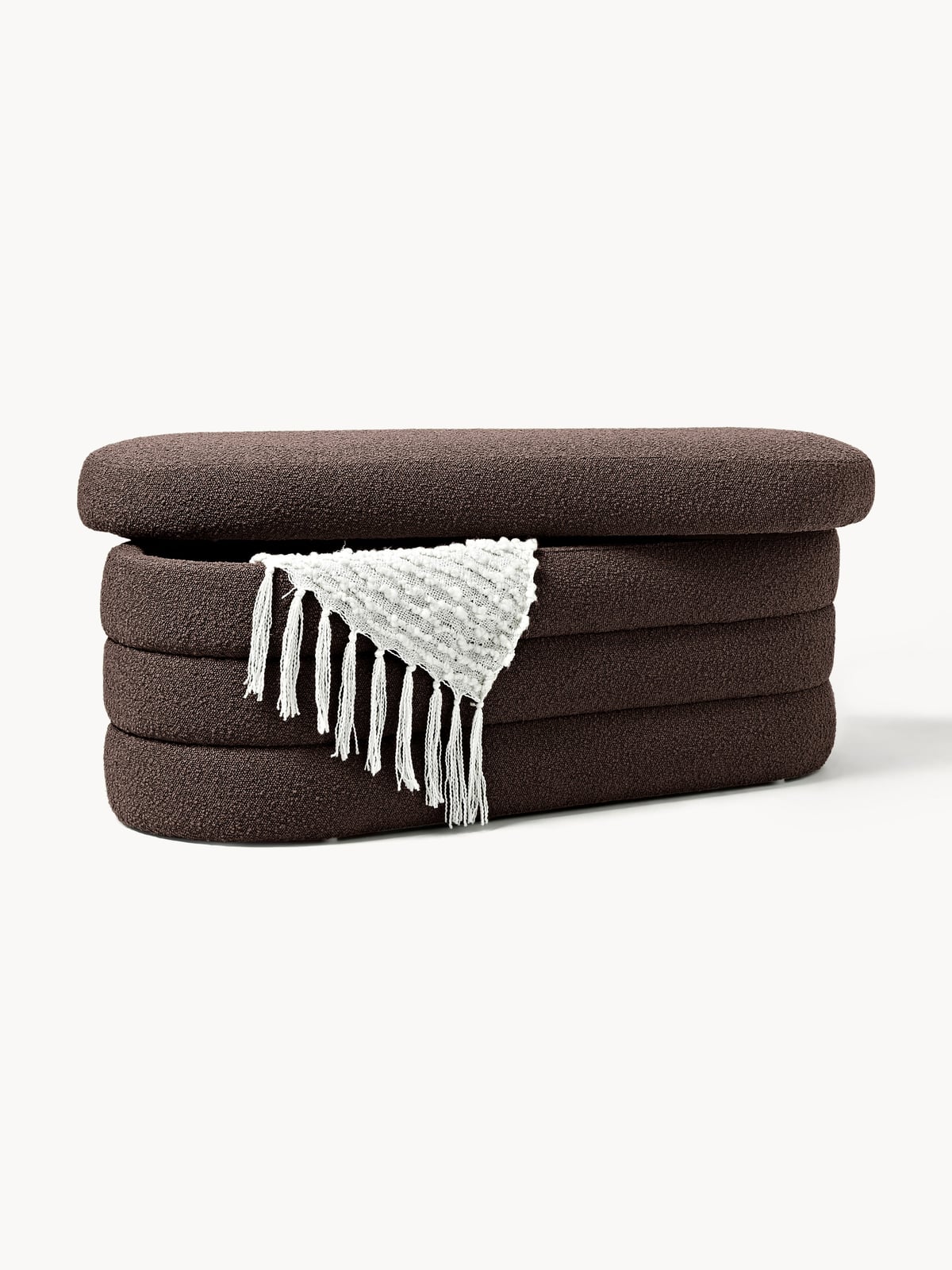 Gresham Bouclé Upholstered Bench with Storage Space