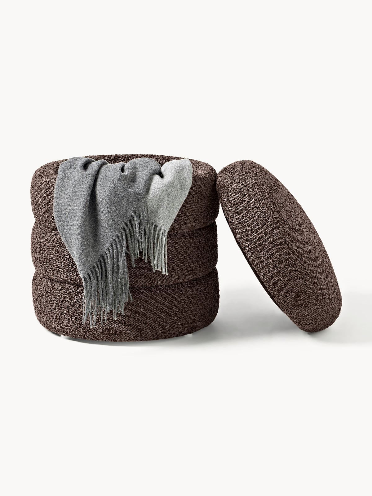 Gresham Bouclé Upholstered Stool with Storage Space