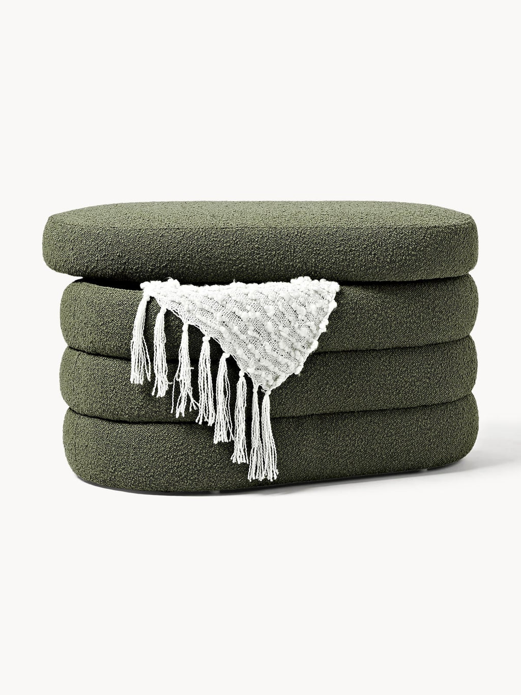 Gresham Small Bouclé Upholstered Bench with Storage Space