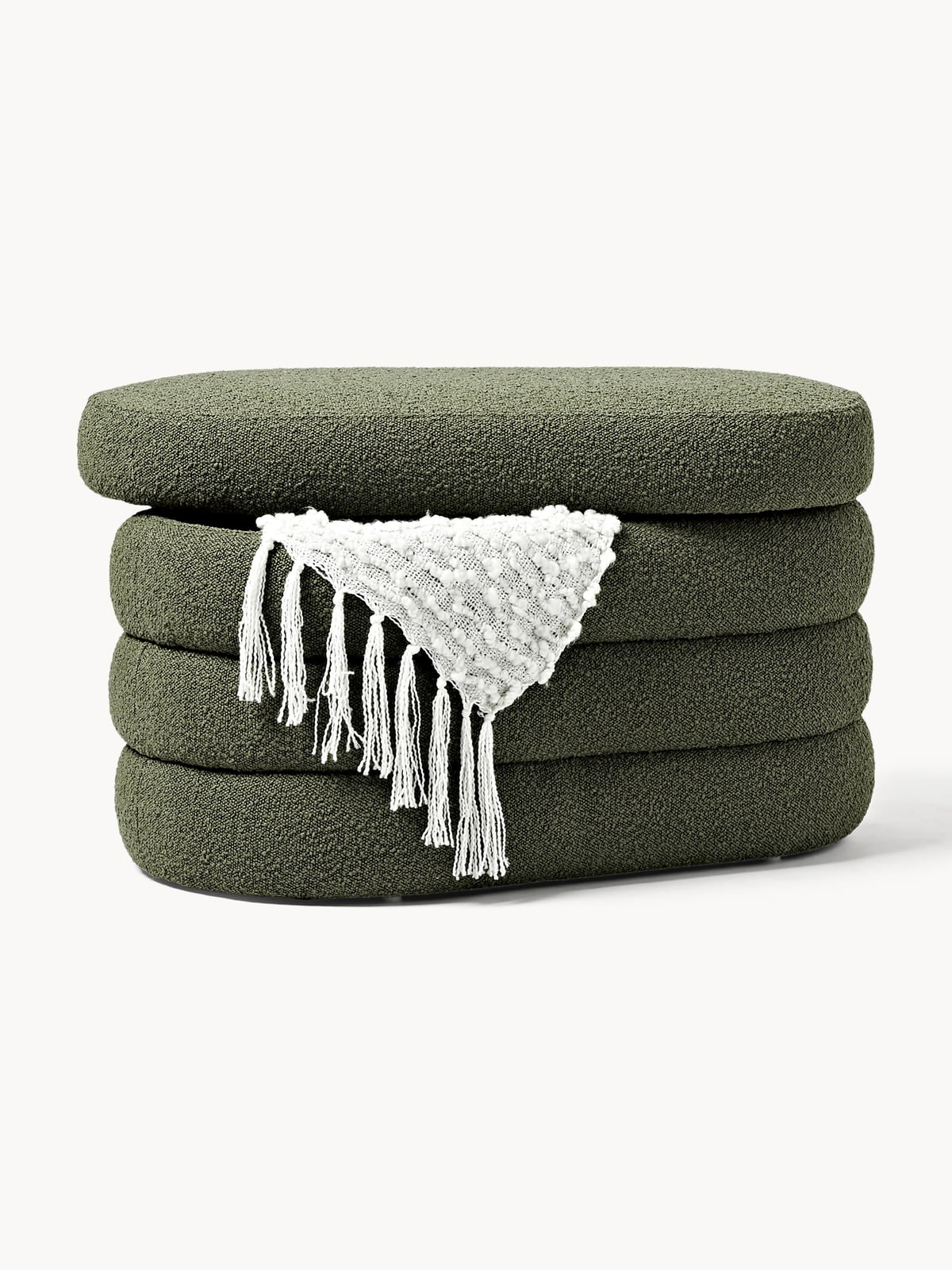 Gresham Small Bouclé Upholstered Bench with Storage Space