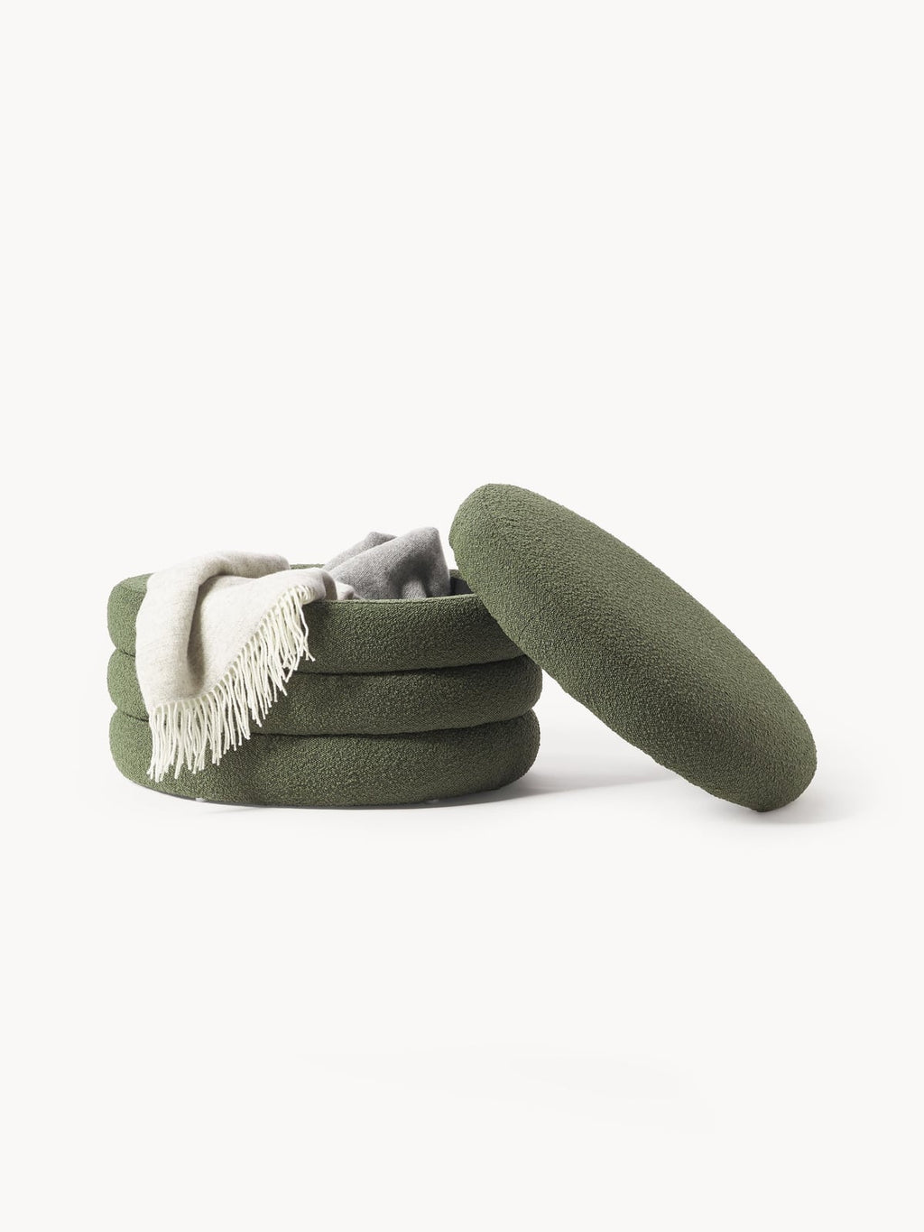 Gresham XL Bouclé Upholstered Stool with Storage Space