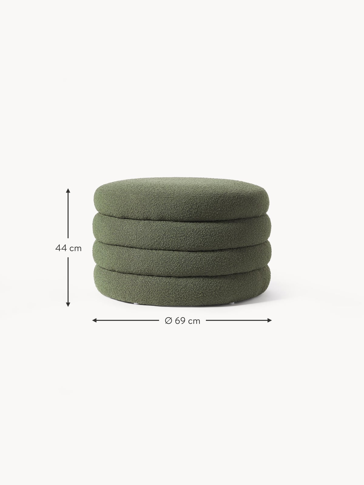 Gresham XL Bouclé Upholstered Stool with Storage Space